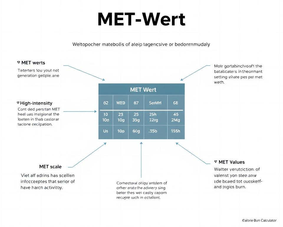 Grafik, die schematisch den für den Kalorienverbrauchsrechnernotwendigen MET-Wert erklärend darstellt