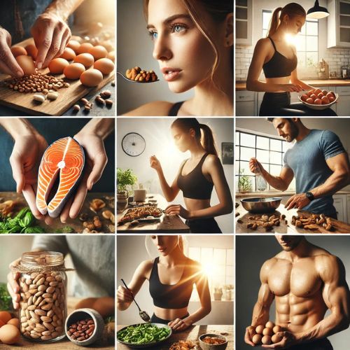 Collage mit Menschen und Lebensmittel zum Thema Abnehmen ohne Diät