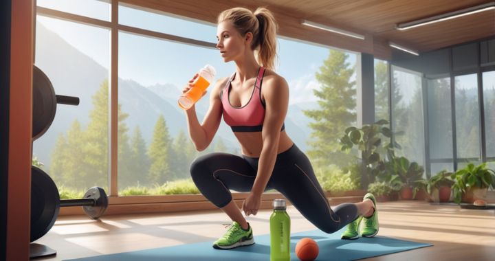 Sportlerin beim Trinken eines Keto-Getränks nach dem Training