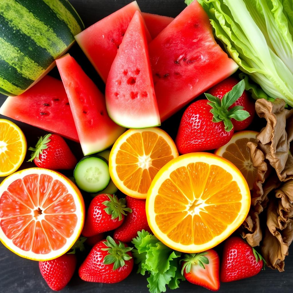 Wasserreiche Lebensmittel wie Obst und Gemüse
