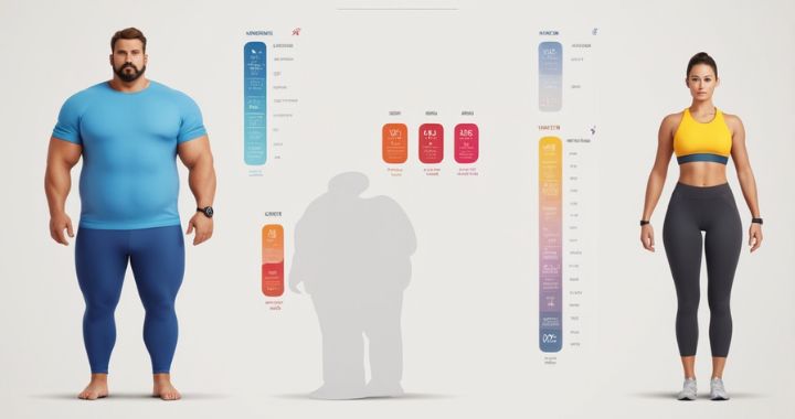 Vergleich zweier sportlicher Körperformen mit BMI-Diagrammen – visualisiert die Grenzen des Body Mass Index