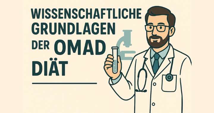 Arzt mit Reagenzglas und Mikroskop erklärt die wissenschaftlichen Grundlagen der OMAD Diät